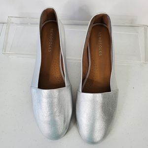 Aerosoles Holland Loafer Size 12M Women's Leather Silver Flat Slip-on Shoes